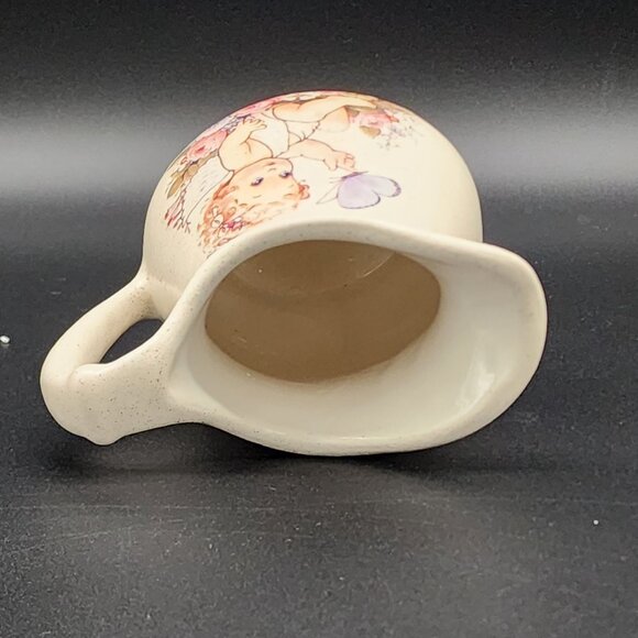 Arnel's Mini Ceramic Creamer Speckled Baby Angle Butterfly Flowers Vintage - Picture 10 of 10